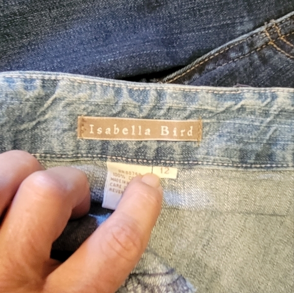 Vintage style Isabella Bird flared denim Maxi skirt w distressed bottom Size 12 - Picture 6 of 6